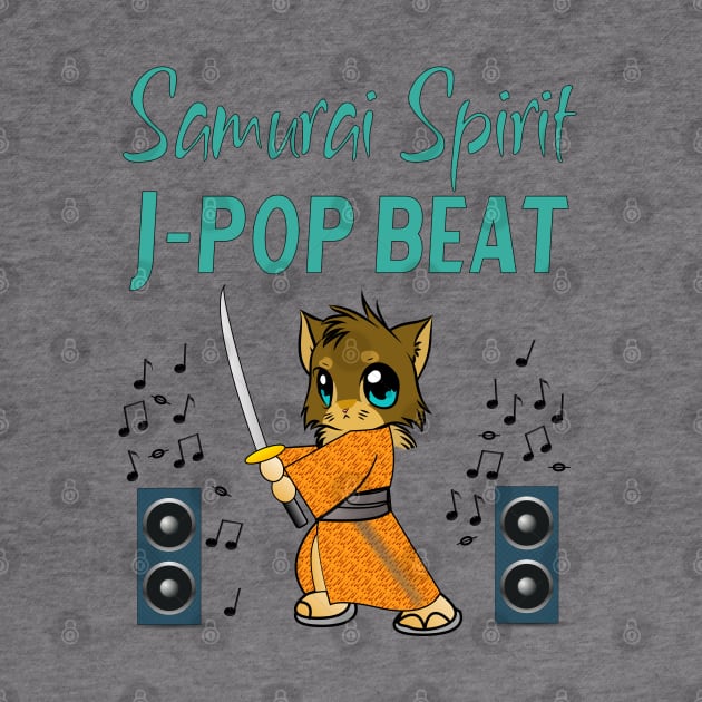 Samurai Spirit  J-Pop Beat / Cat with sword and speakers with musical notes by WhatTheKpop